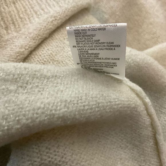 RDI Sweater Tunic V-Neck Cream Pearl Essence Side Slits Oversized Women Small - Picture 4 of 10